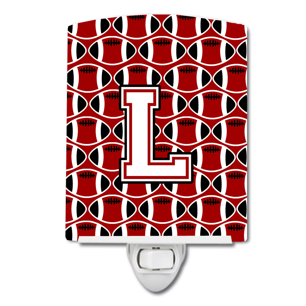 Letter L Football Cardinal and White Ceramic Night Light CJ1082-LCNL - the-store.com