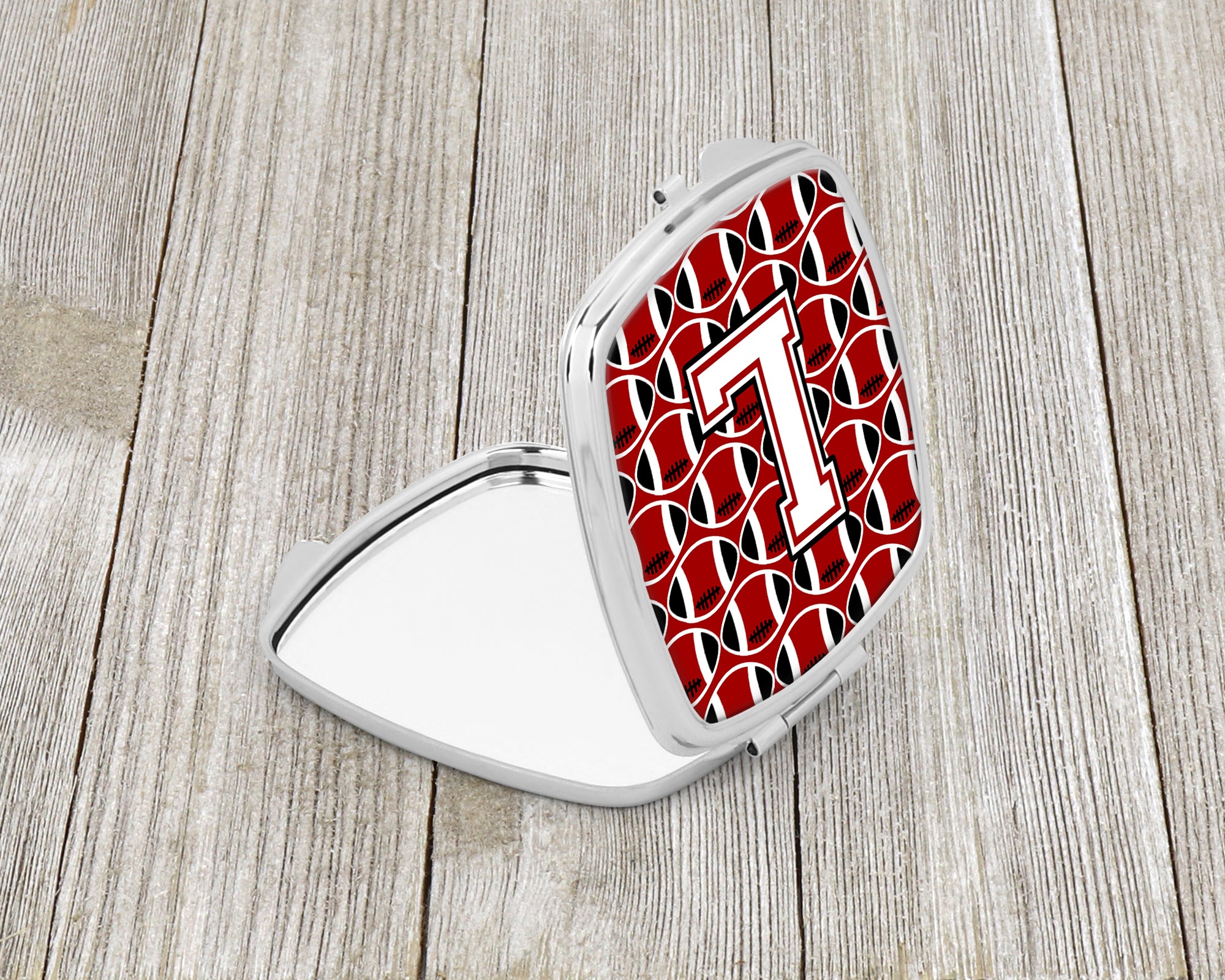 Letter L Football Cardinal and White Compact Mirror CJ1082-LSCM  the-store.com.