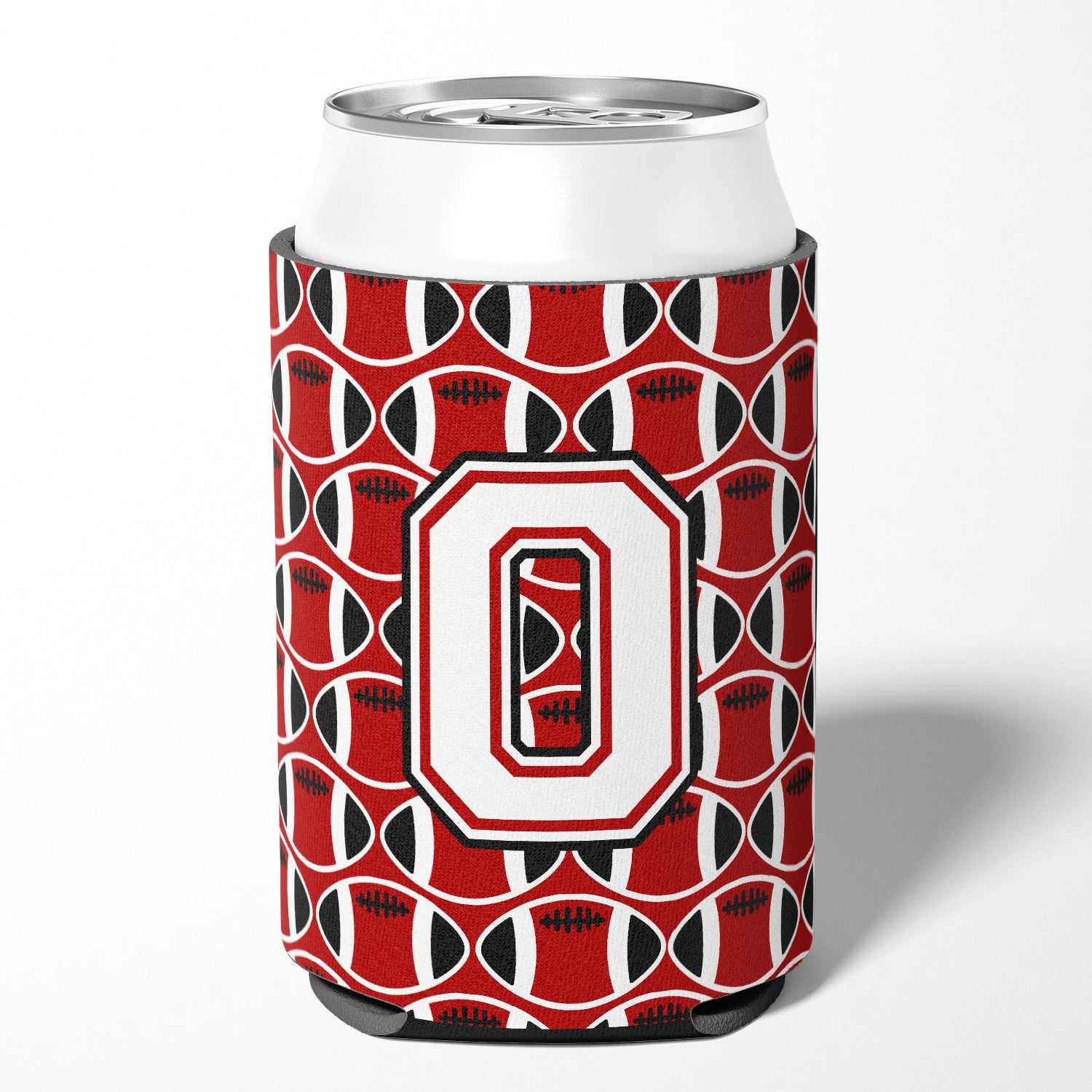 Letter O Football Cardinal and White Can or Bottle Hugger CJ1082-OCC.