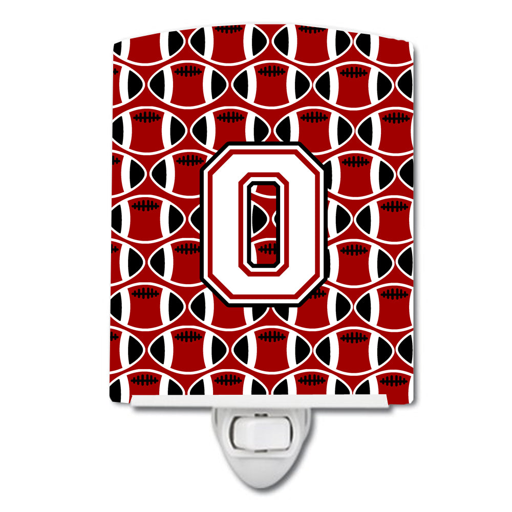 Letter O Football Cardinal and White Ceramic Night Light CJ1082-OCNL - the-store.com