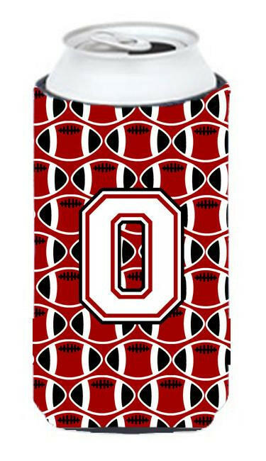 Letter O Football Cardinal and White Tall Boy Beverage Insulator Hugger CJ1082-OTBC by Caroline&#39;s Treasures