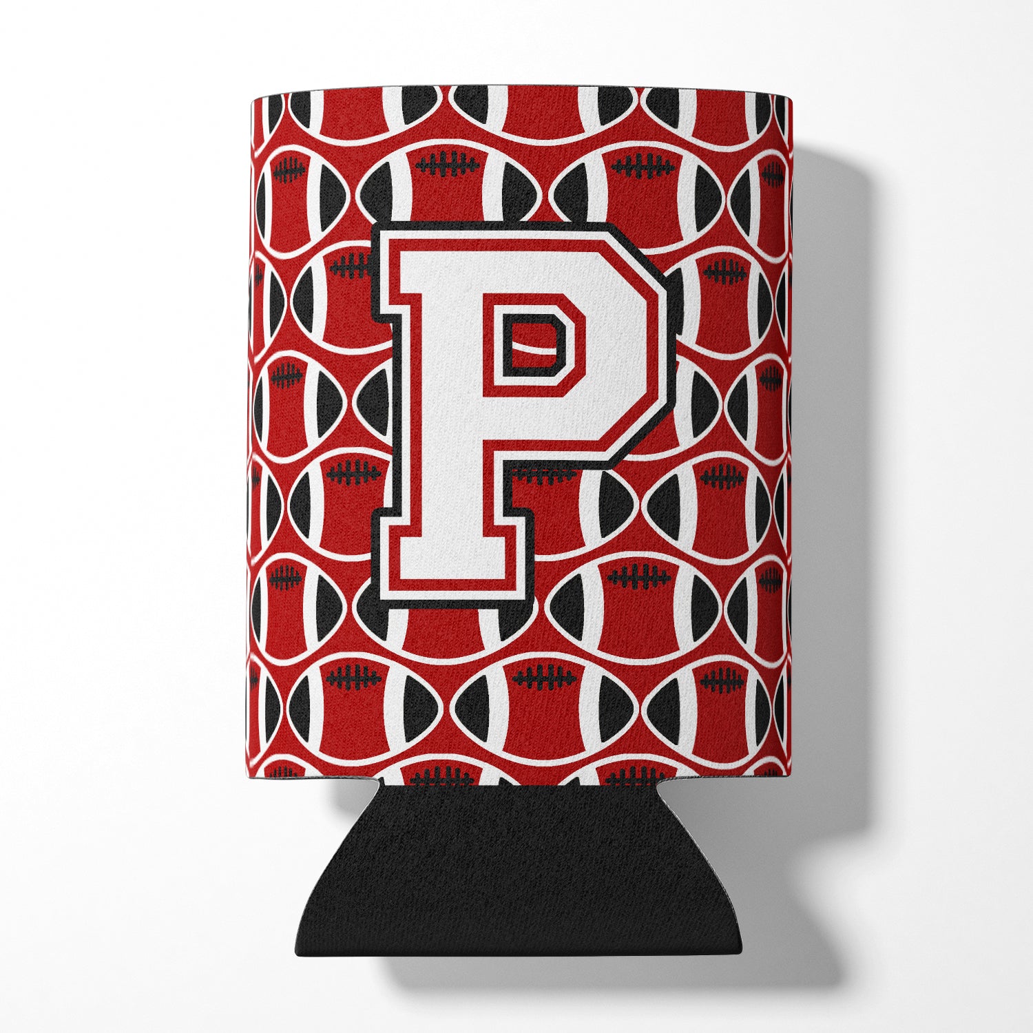 Letter P Football Cardinal and White Can or Bottle Hugger CJ1082-PCC.