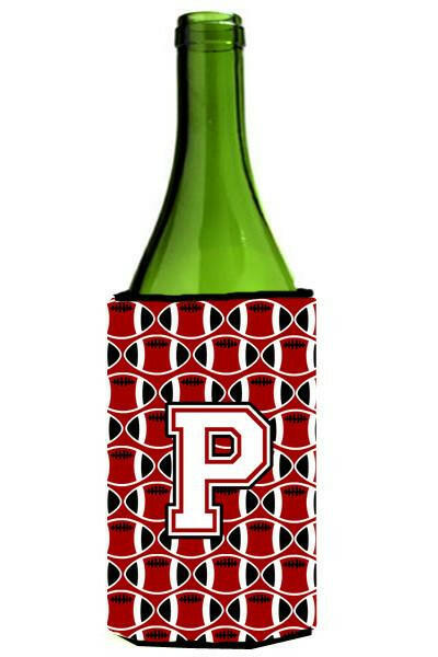 Letter P Football Cardinal and White Wine Bottle Beverage Insulator Hugger CJ1082-PLITERK by Caroline's Treasures