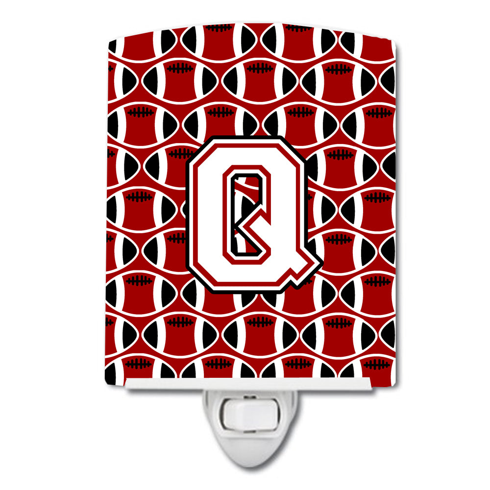 Letter Q Football Cardinal and White Ceramic Night Light CJ1082-QCNL - the-store.com