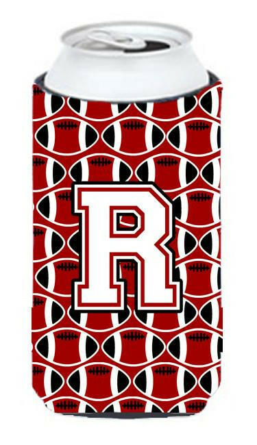 Letter R Football Cardinal and White Tall Boy Beverage Insulator Hugger CJ1082-RTBC by Caroline's Treasures