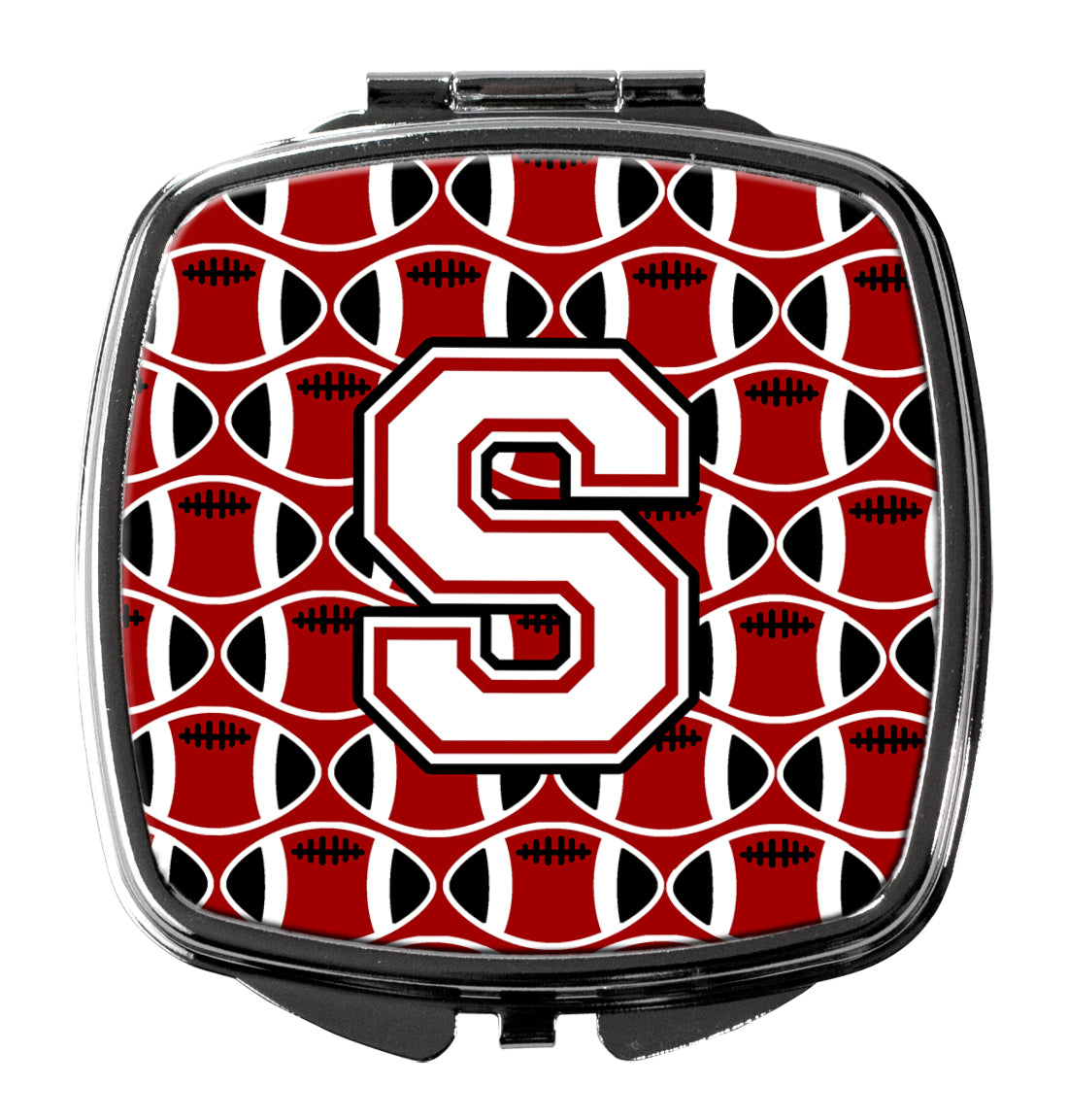 Letter S Football Cardinal and White Compact Mirror CJ1082-SSCM  the-store.com.