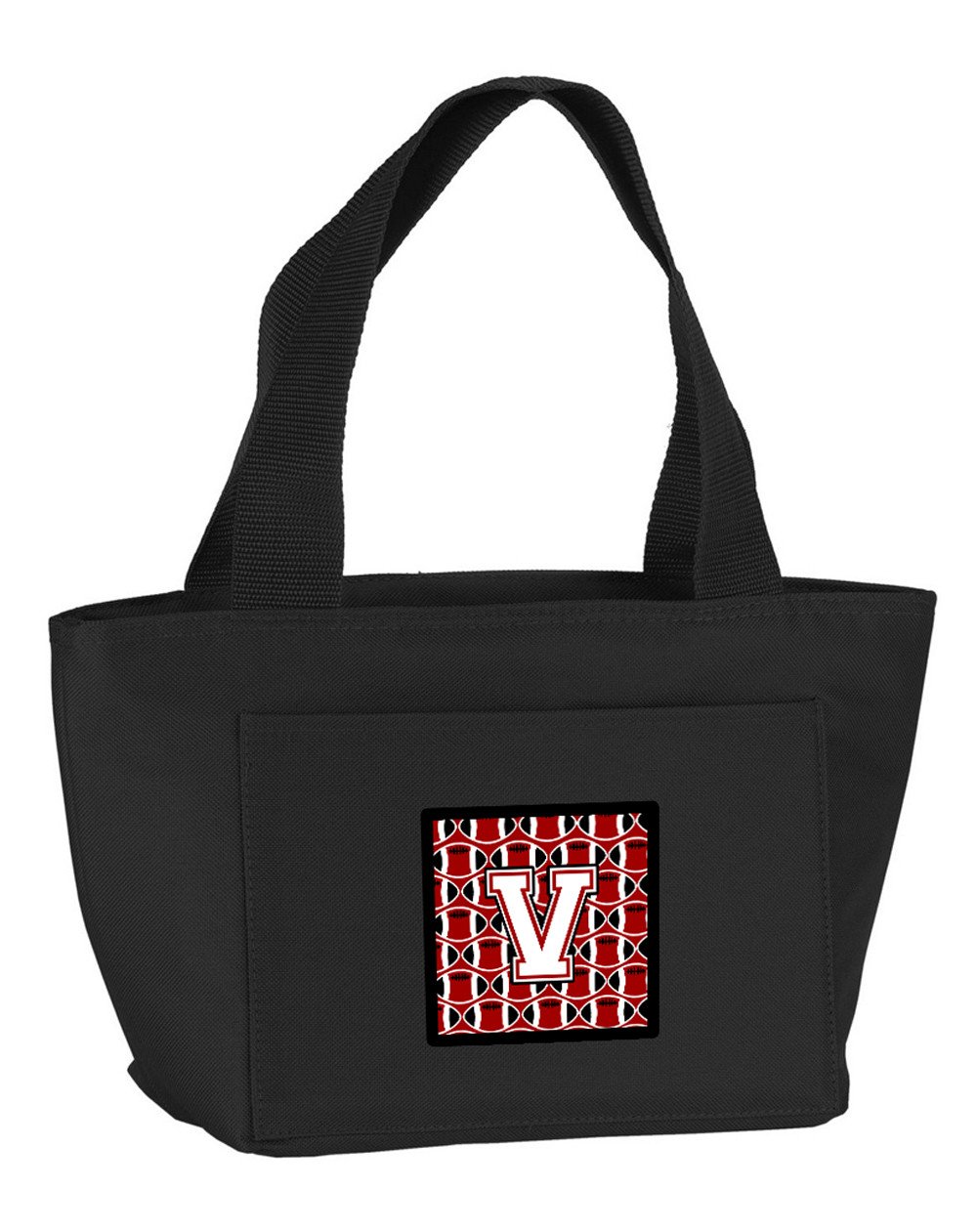 Letter V Football Cardinal and White Lunch Bag CJ1082-VBK-8808 by Caroline&#39;s Treasures