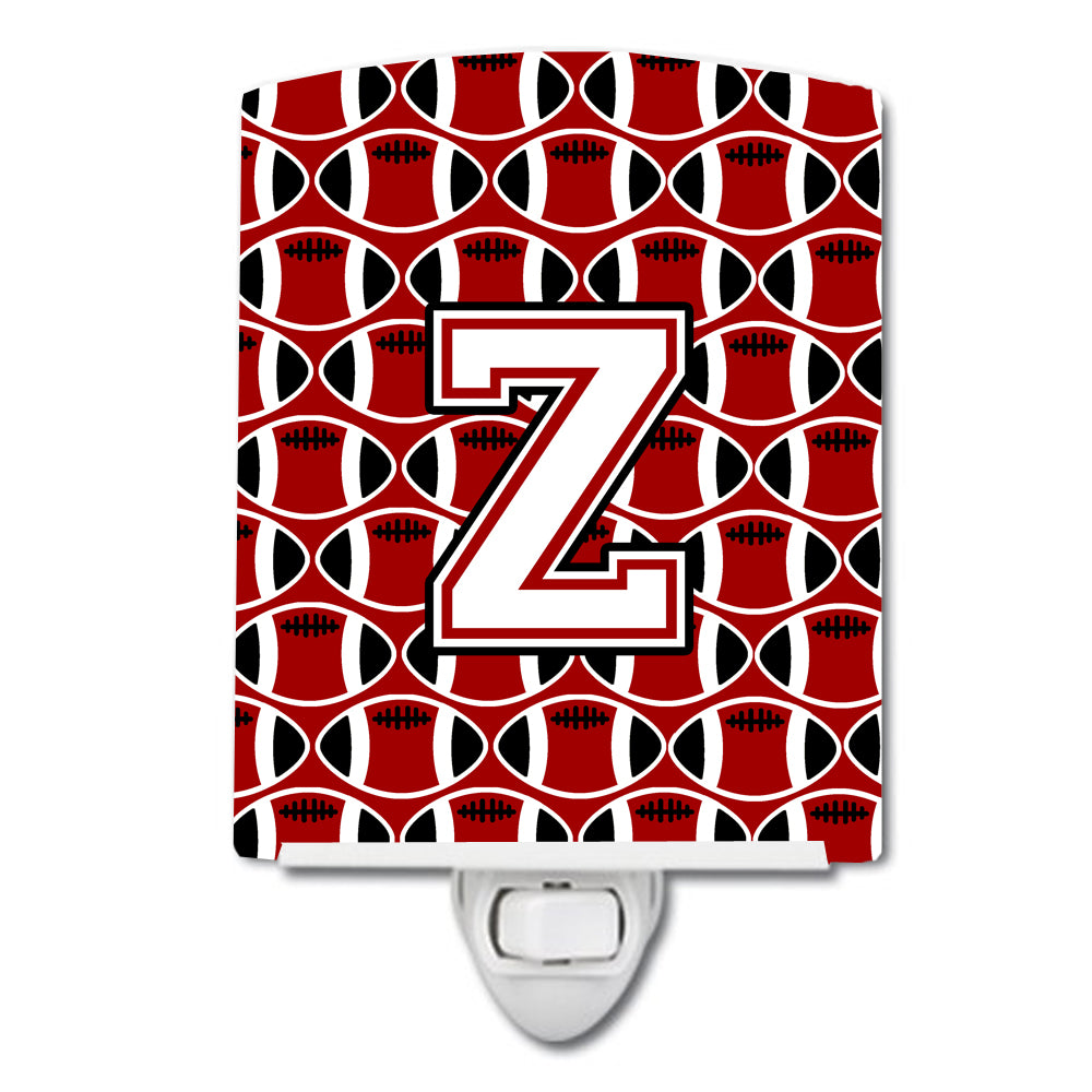 Letter Z Football Cardinal and White Ceramic Night Light CJ1082-ZCNL - the-store.com