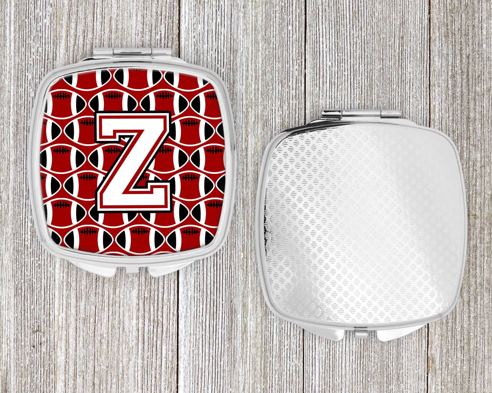 Letter Z Football Cardinal and White Compact Mirror CJ1082-ZSCM  the-store.com.