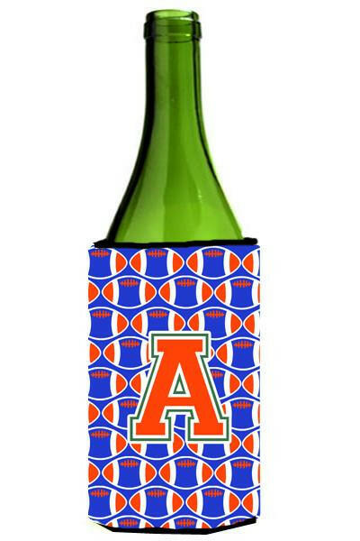 Letter A Football Green, Blue and Orange Wine Bottle Beverage Insulator Hugger CJ1083-ALITERK by Caroline's Treasures