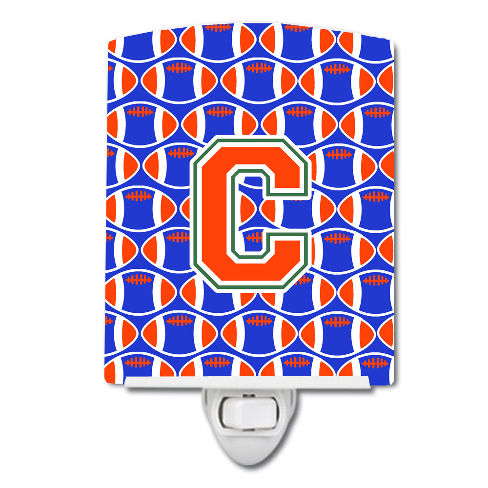 Letter C Football Green, Blue and Orange Ceramic Night Light CJ1083-CCNL - the-store.com