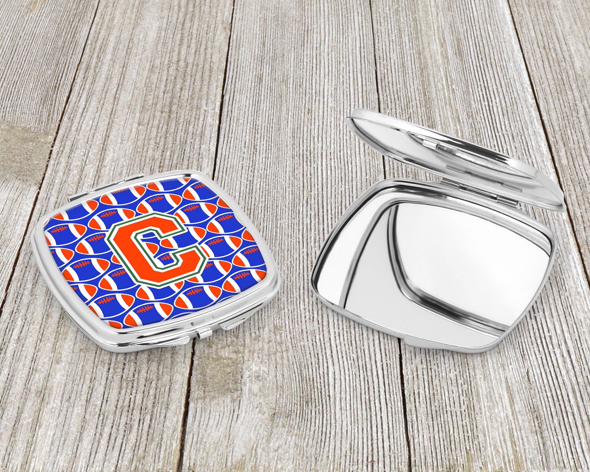 Letter C Football Green, Blue and Orange Compact Mirror CJ1083-CSCM  the-store.com.