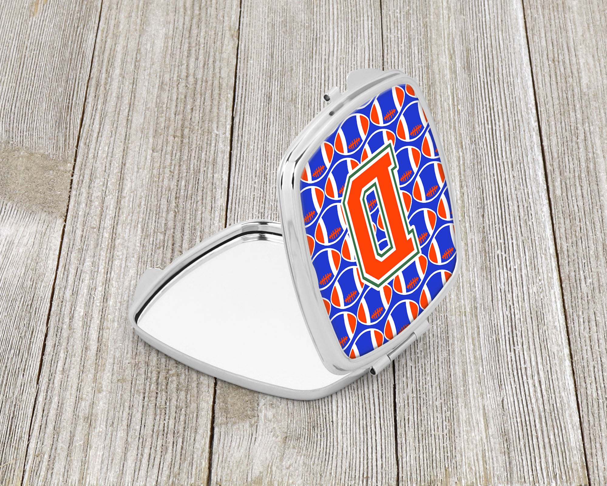 Letter D Football Green, Blue and Orange Compact Mirror CJ1083-DSCM  the-store.com.