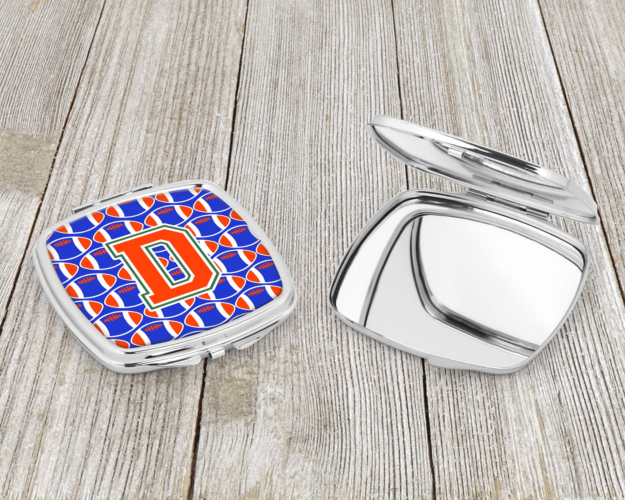 Letter D Football Green, Blue and Orange Compact Mirror CJ1083-DSCM  the-store.com.