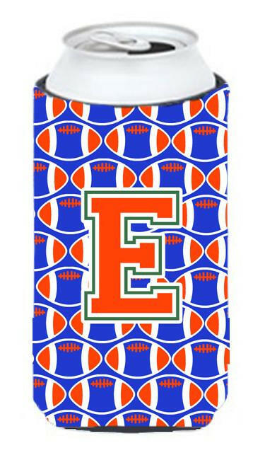 Letter E Football Green, Blue and Orange Tall Boy Beverage Insulator Hugger CJ1083-ETBC by Caroline&#39;s Treasures