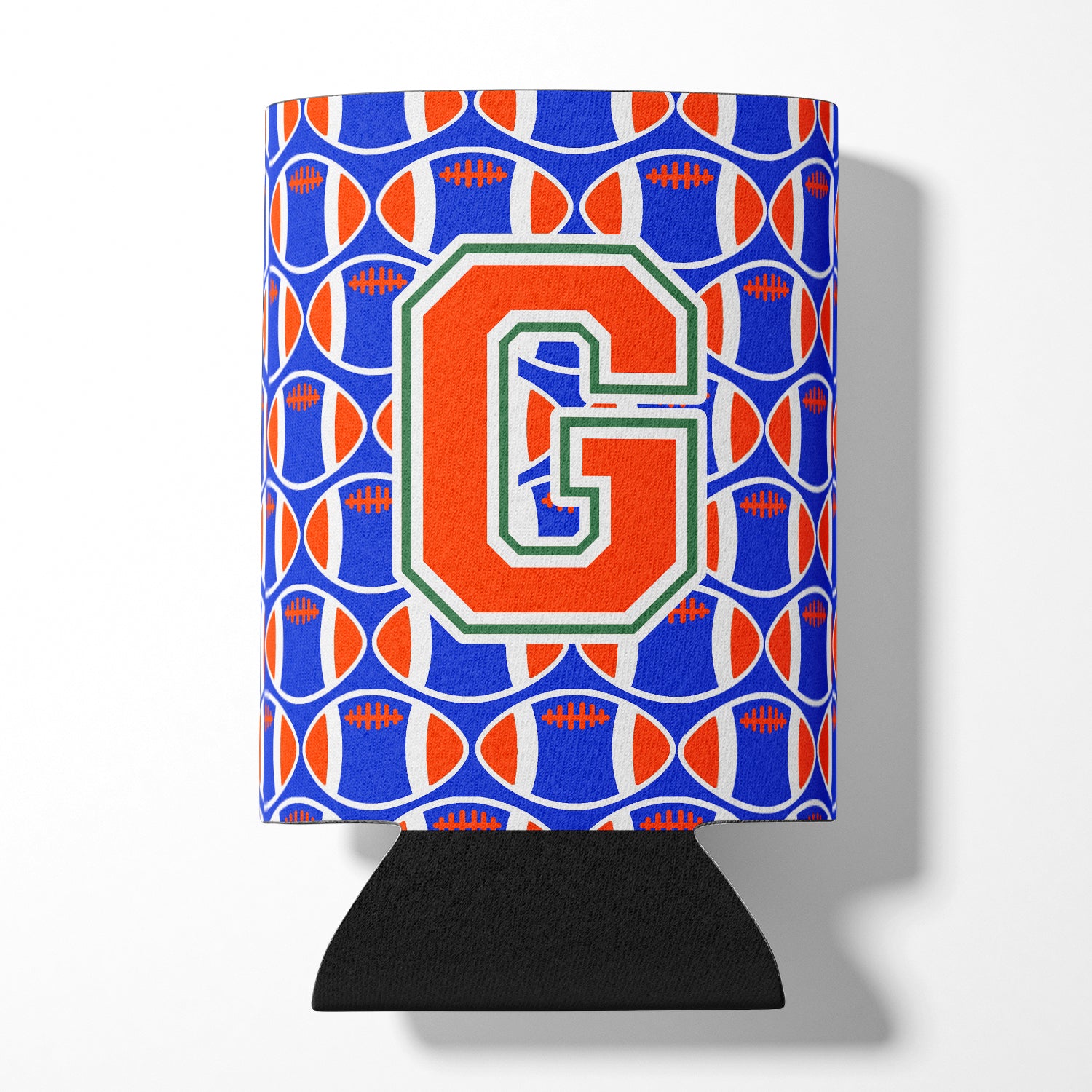 Letter G Football Green, Blue and Orange Can or Bottle Hugger CJ1083-GCC.