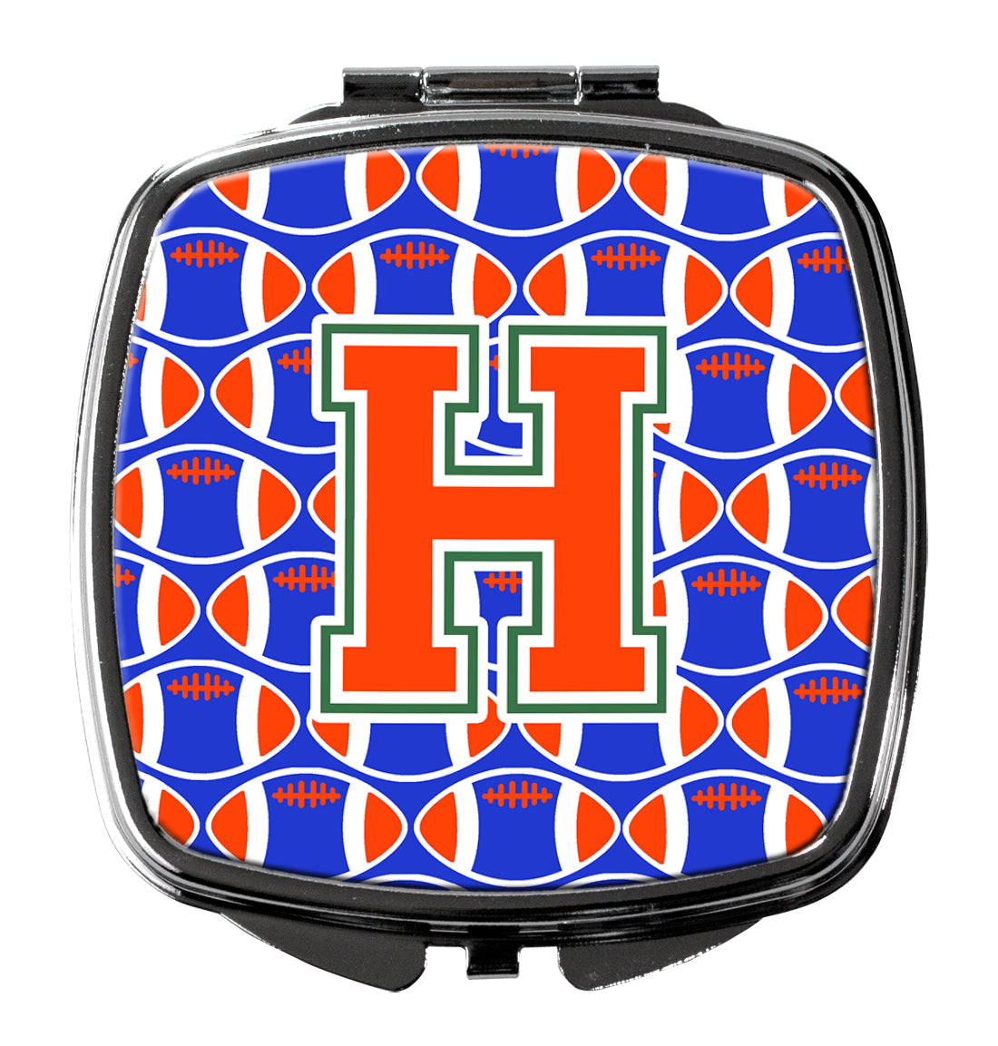 Letter H Football Green, Blue and Orange Compact Mirror CJ1083-HSCM  the-store.com.