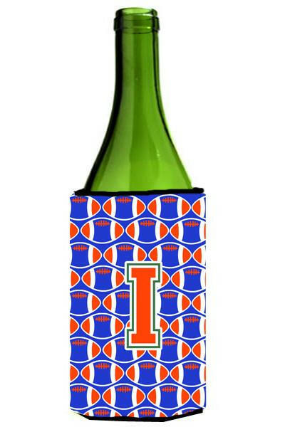 Letter I Football Green, Blue and Orange Wine Bottle Beverage Insulator Hugger CJ1083-ILITERK by Caroline's Treasures