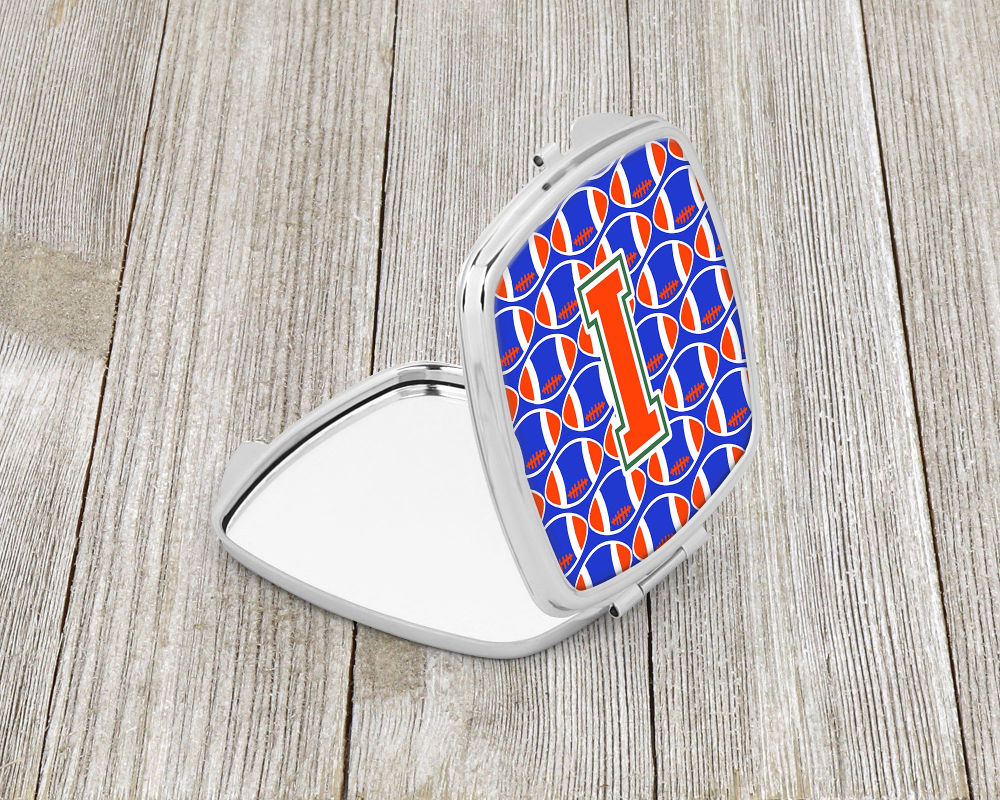 Letter I Football Green, Blue and Orange Compact Mirror CJ1083-ISCM  the-store.com.