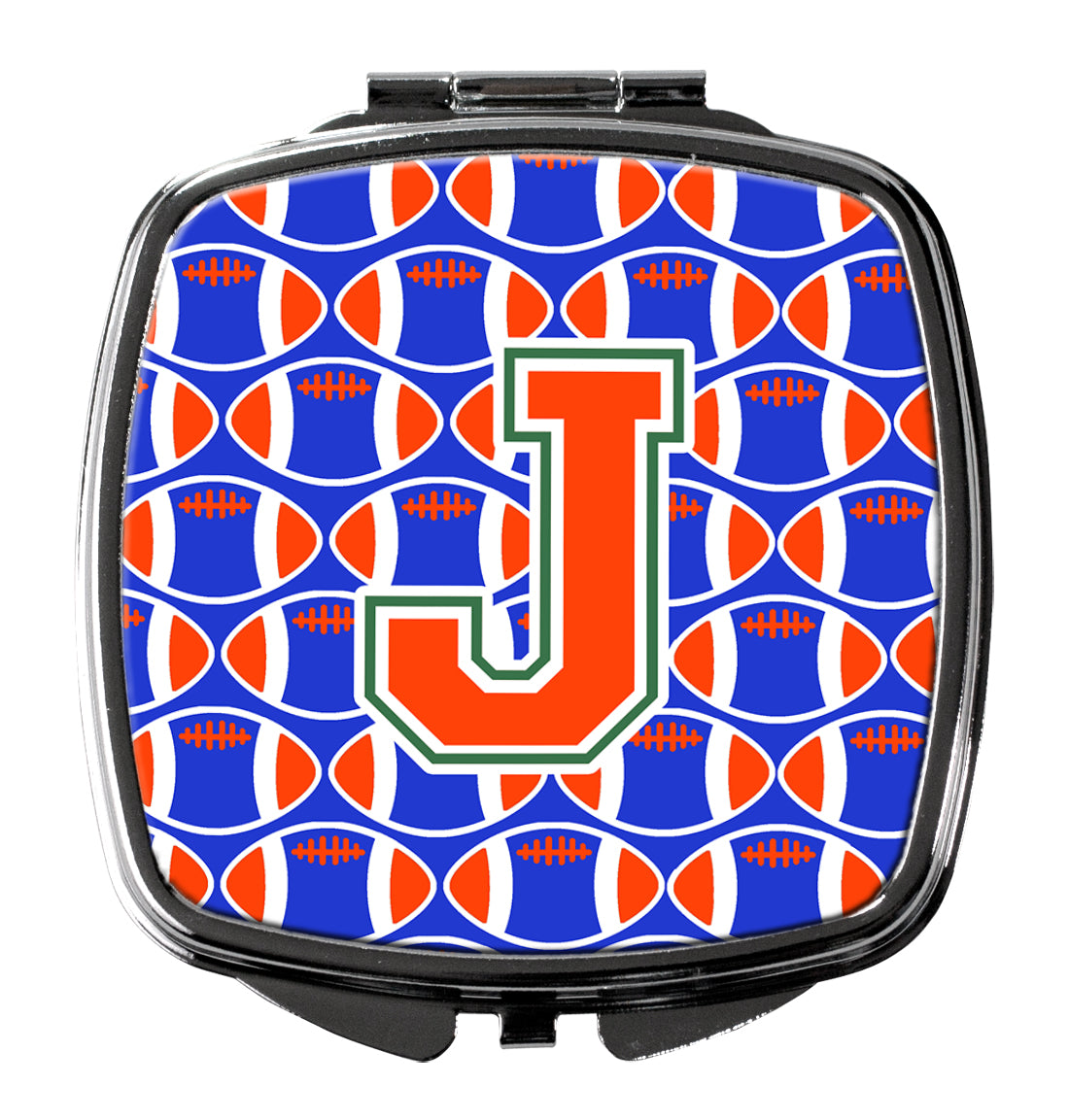 Letter J Football Green, Blue and Orange Compact Mirror CJ1083-JSCM  the-store.com.