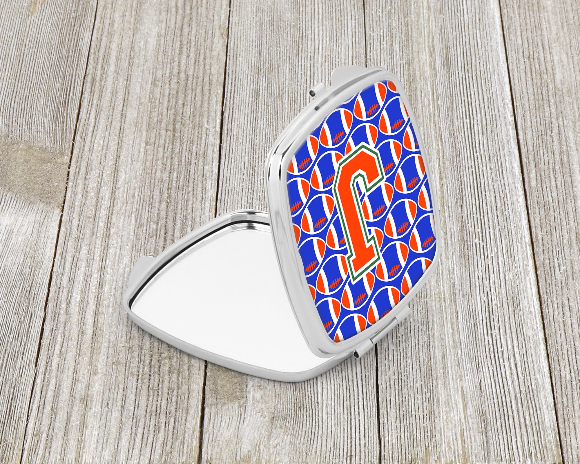 Letter J Football Green, Blue and Orange Compact Mirror CJ1083-JSCM  the-store.com.