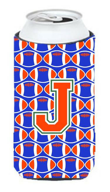 Letter J Football Green, Blue and Orange Tall Boy Beverage Insulator Hugger CJ1083-JTBC by Caroline's Treasures