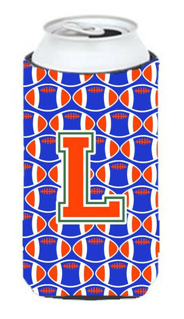 Letter L Football Green, Blue and Orange Tall Boy Beverage Insulator Hugger CJ1083-LTBC by Caroline&#39;s Treasures