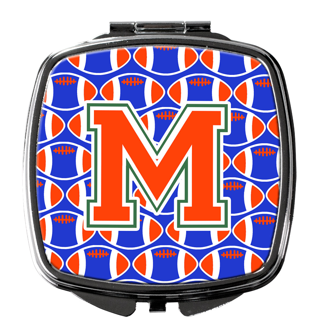 Letter M Football Green, Blue and Orange Compact Mirror CJ1083-MSCM  the-store.com.