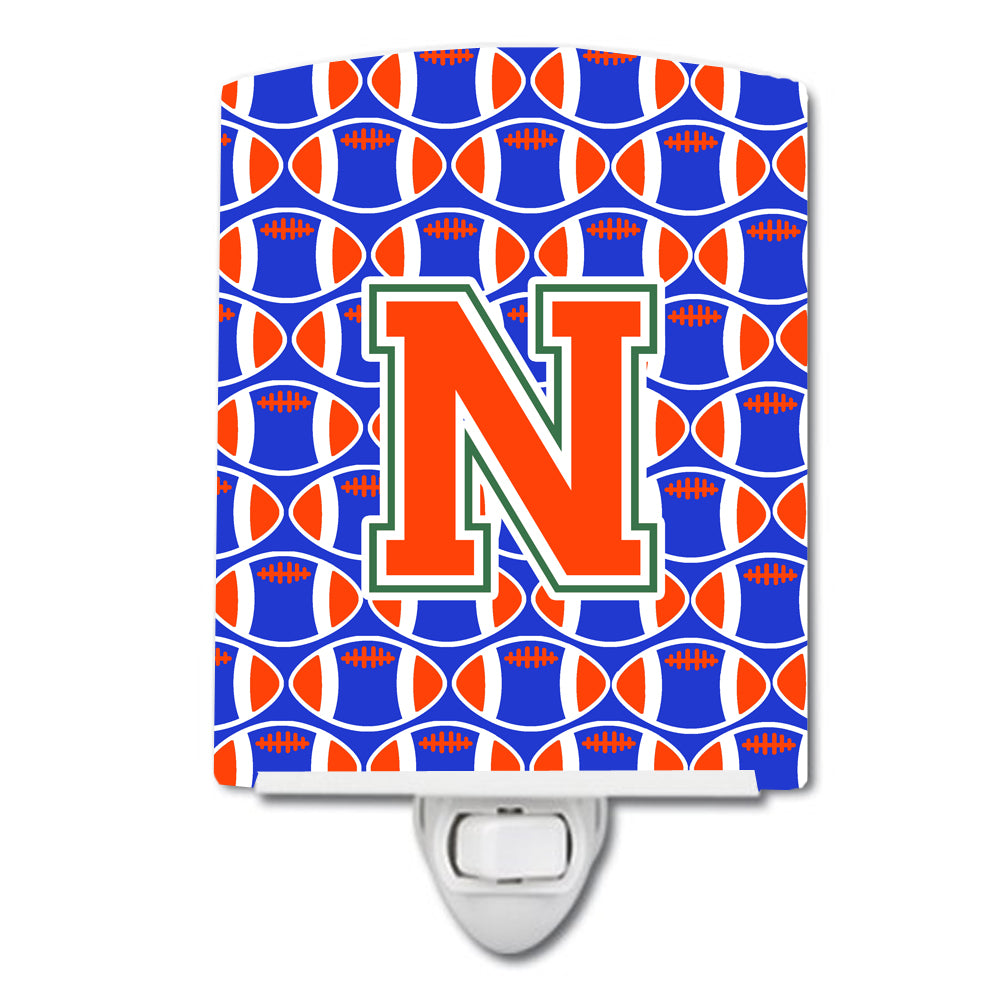 Letter N Football Green, Blue and Orange Ceramic Night Light CJ1083-NCNL - the-store.com