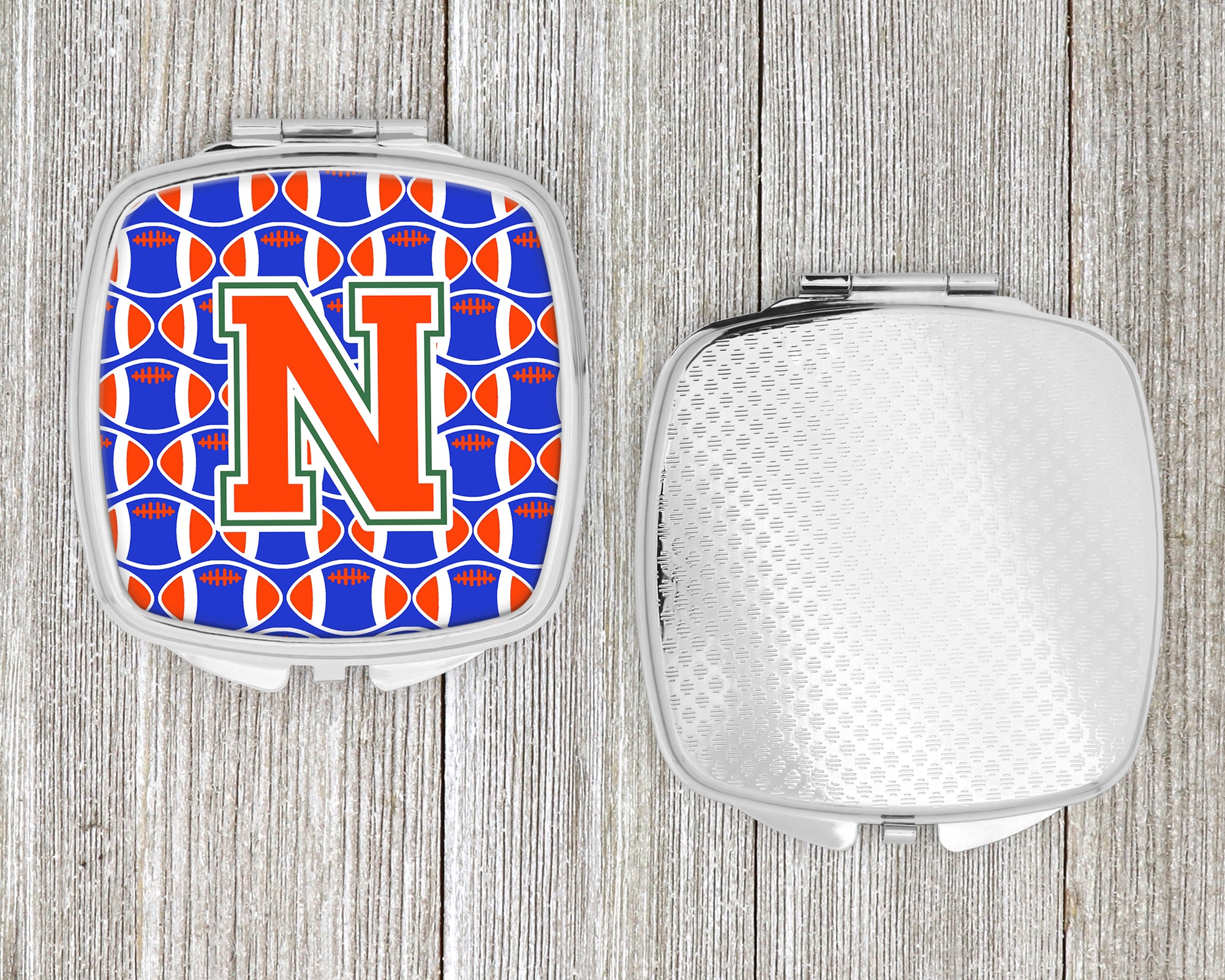 Letter N Football Green, Blue and Orange Compact Mirror CJ1083-NSCM  the-store.com.