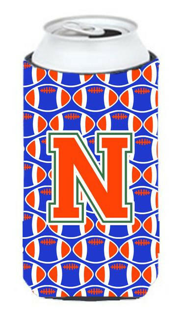 Letter N Football Green, Blue and Orange Tall Boy Beverage Insulator Hugger CJ1083-NTBC by Caroline&#39;s Treasures