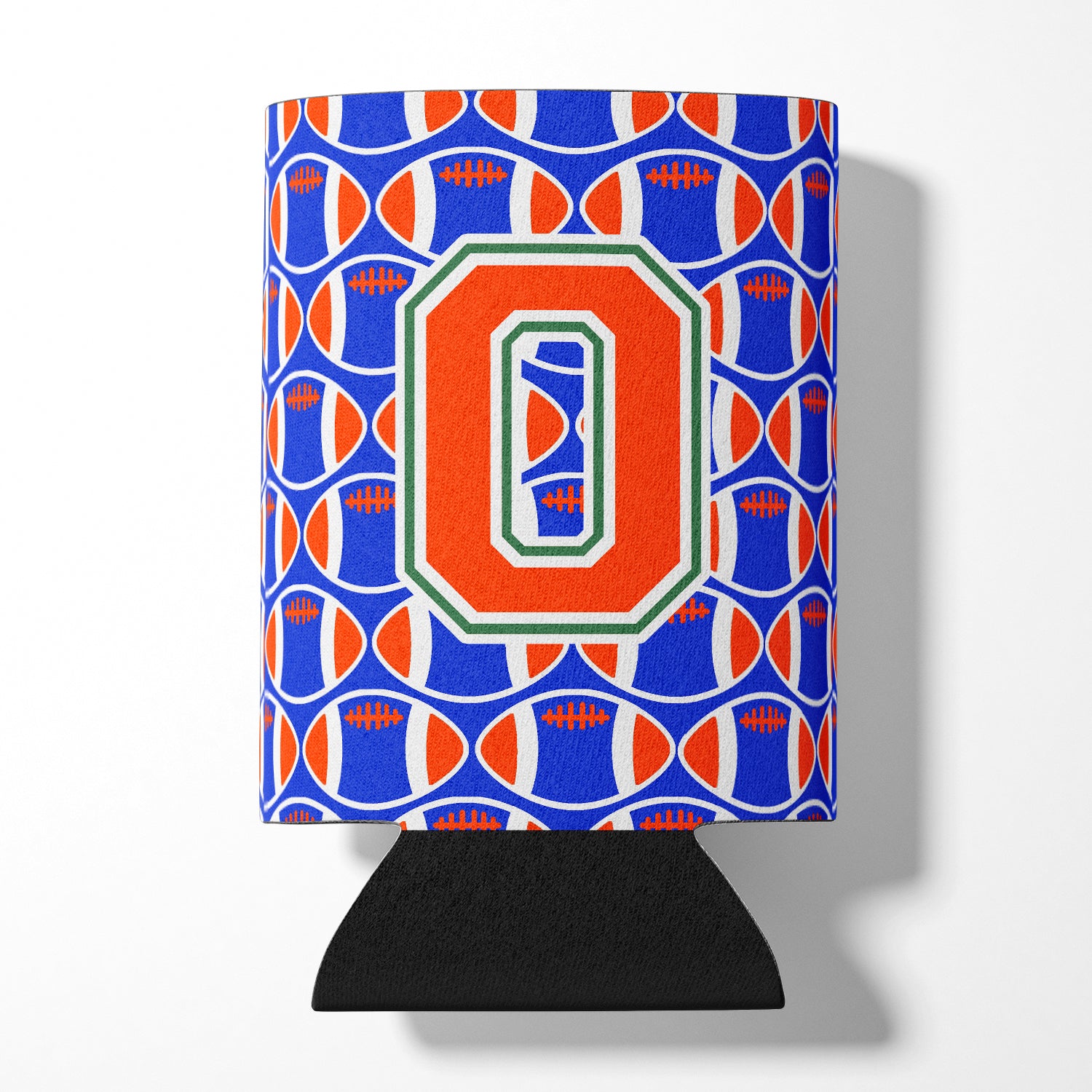 Letter O Football Green, Blue and Orange Can or Bottle Hugger CJ1083-OCC.