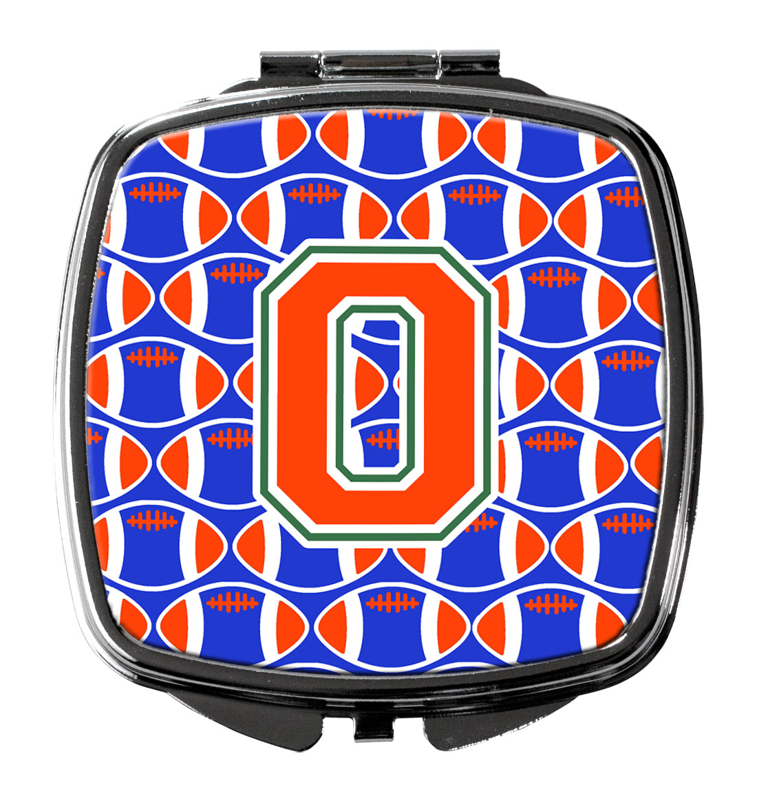 Letter O Football Green, Blue and Orange Compact Mirror CJ1083-OSCM  the-store.com.