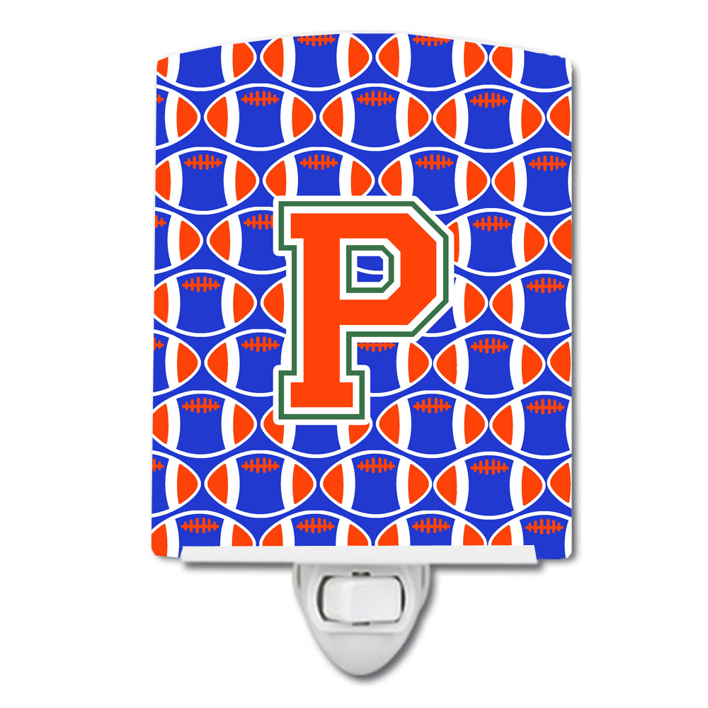 Letter P Football Green, Blue and Orange Ceramic Night Light CJ1083-PCNL - the-store.com