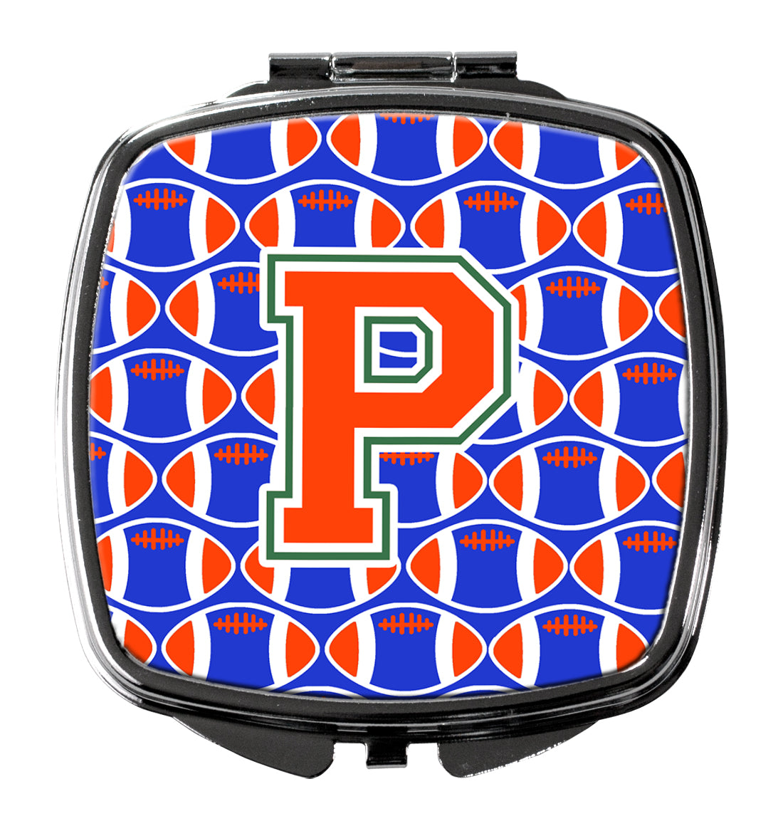 Letter P Football Green, Blue and Orange Compact Mirror CJ1083-PSCM  the-store.com.