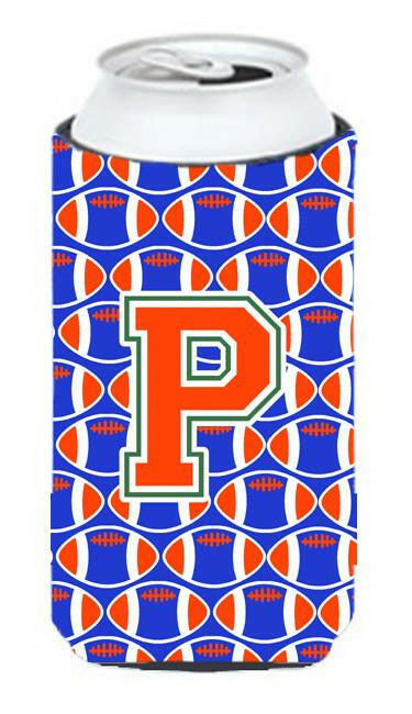 Letter P Football Green, Blue and Orange Tall Boy Beverage Insulator Hugger CJ1083-PTBC by Caroline's Treasures