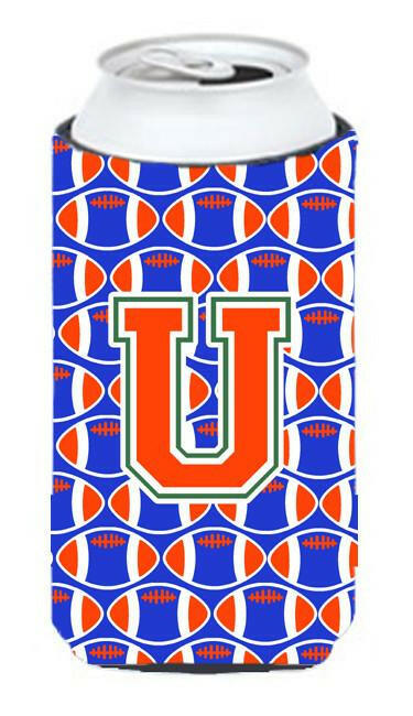 Letter U Football Green, Blue and Orange Tall Boy Beverage Insulator Hugger CJ1083-UTBC by Caroline's Treasures