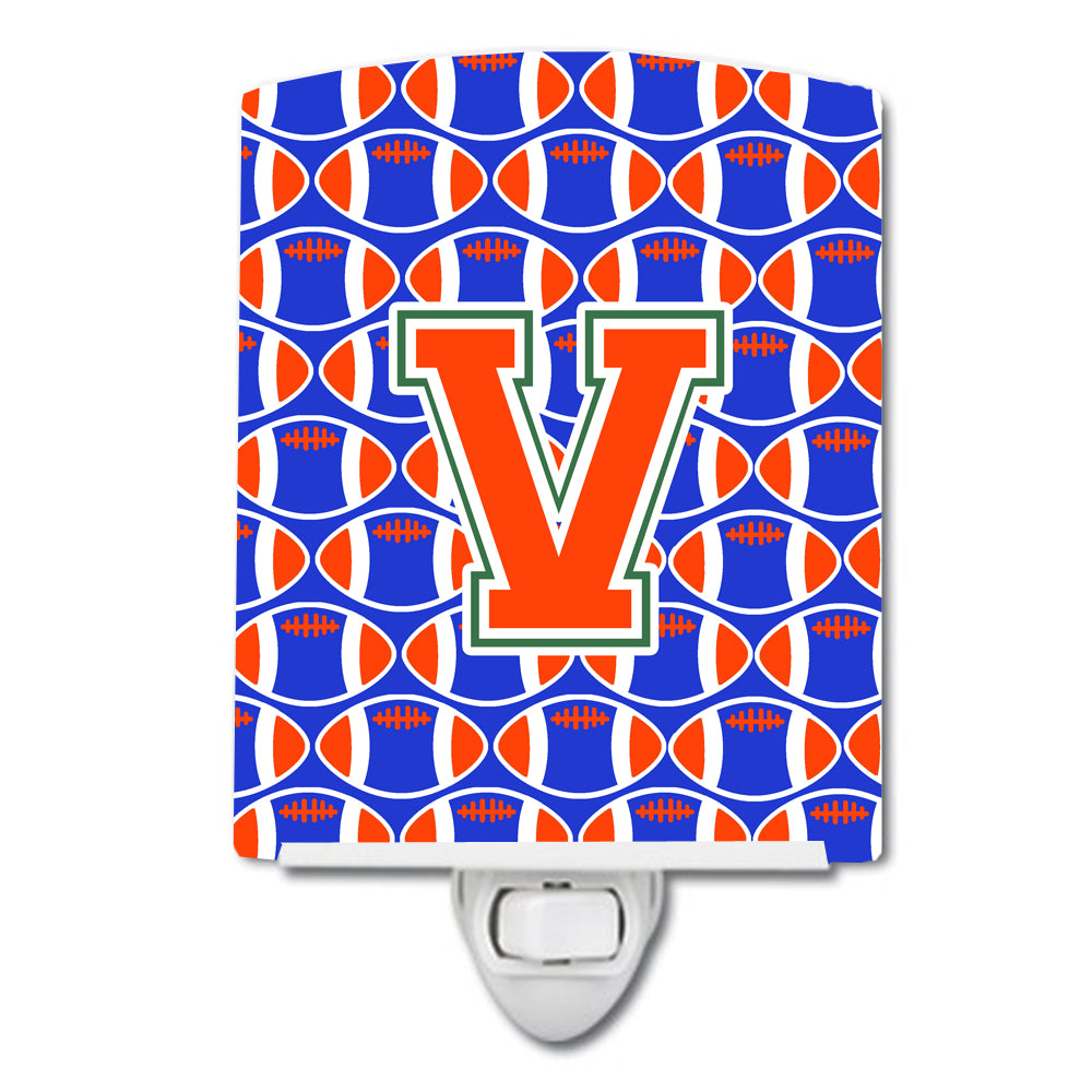 Letter V Football Green, Blue and Orange Ceramic Night Light CJ1083-VCNL - the-store.com