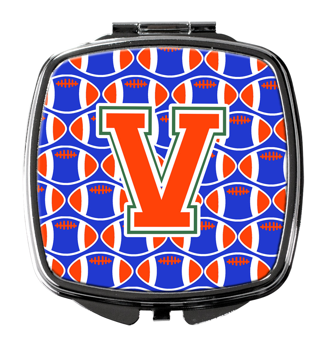 Letter V Football Green, Blue and Orange Compact Mirror CJ1083-VSCM  the-store.com.