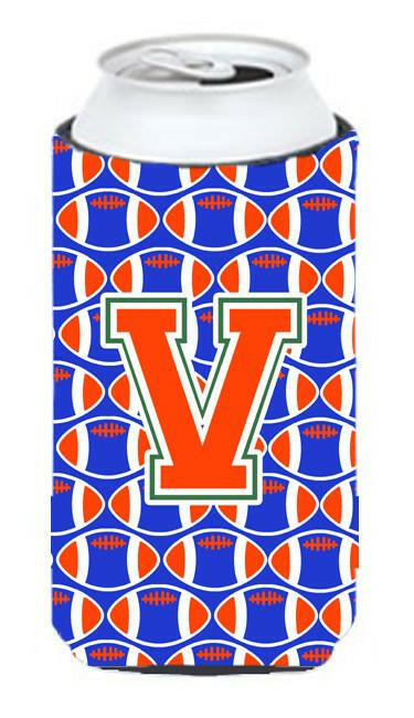 Letter V Football Green, Blue and Orange Tall Boy Beverage Insulator Hugger CJ1083-VTBC by Caroline&#39;s Treasures