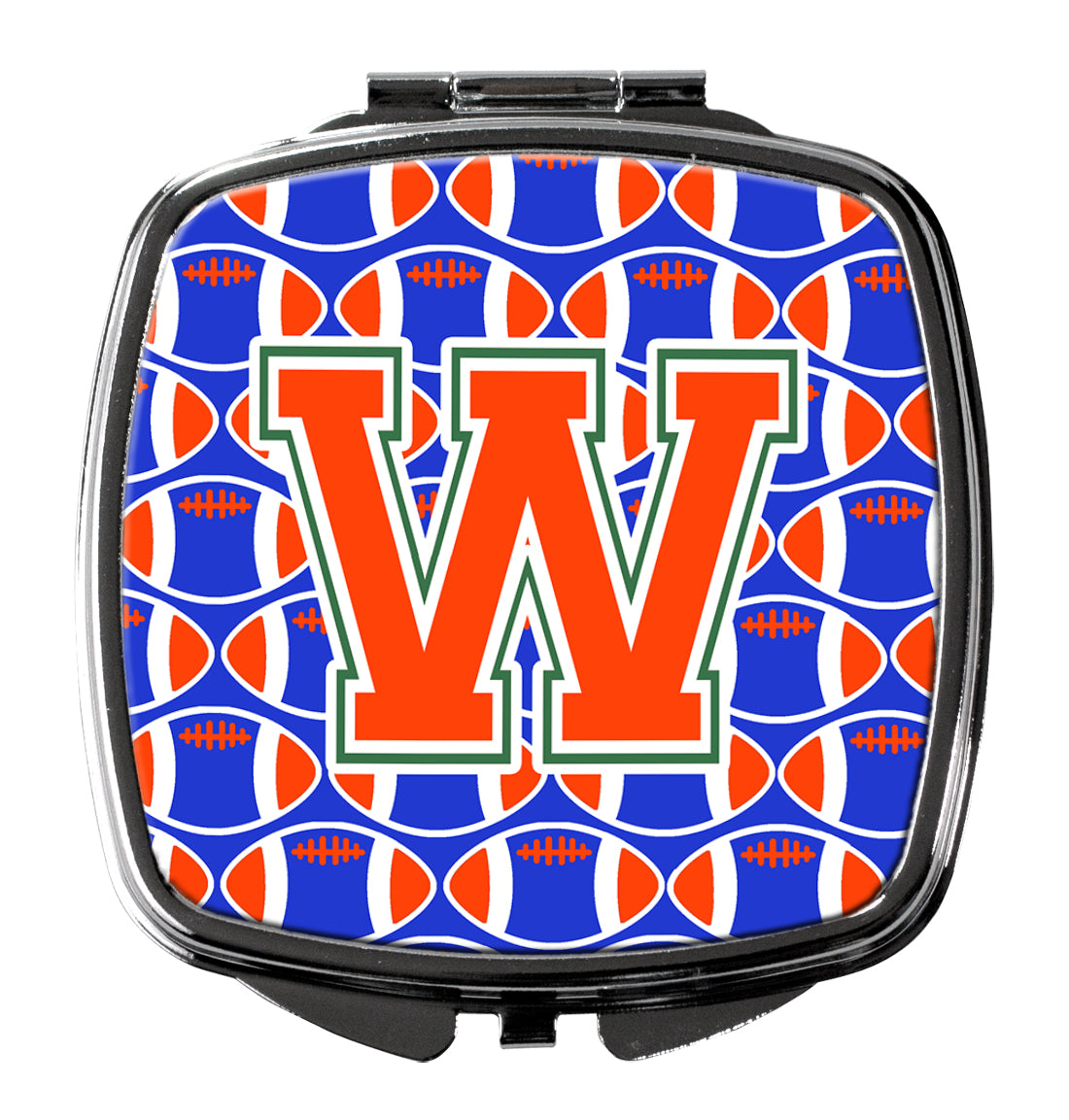 Letter W Football Green, Blue and Orange Compact Mirror CJ1083-WSCM  the-store.com.