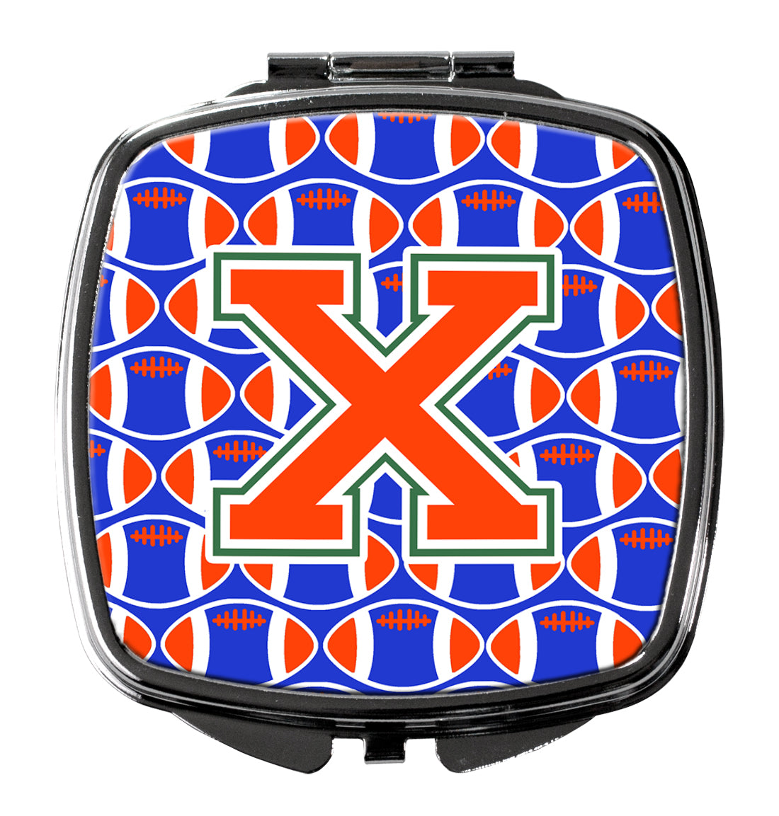 Letter X Football Green, Blue and Orange Compact Mirror CJ1083-XSCM  the-store.com.