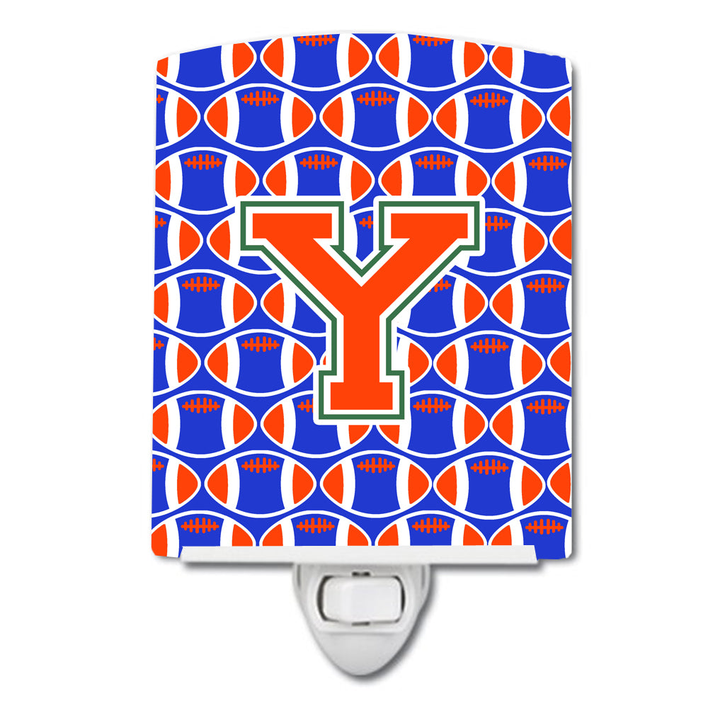 Letter Y Football Green, Blue and Orange Ceramic Night Light CJ1083-YCNL - the-store.com