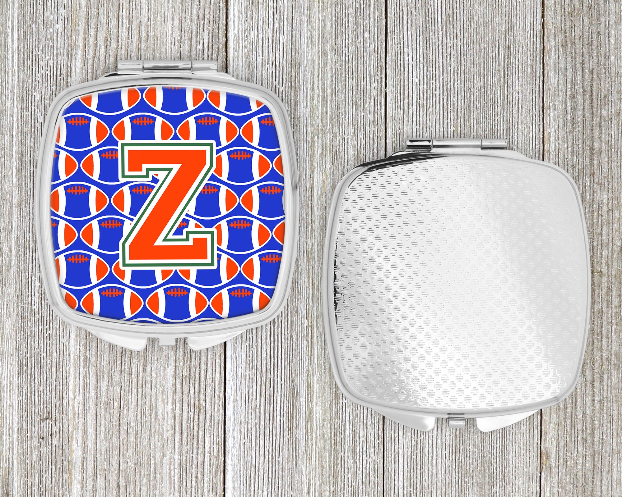 Letter Z Football Green, Blue and Orange Compact Mirror CJ1083-ZSCM  the-store.com.