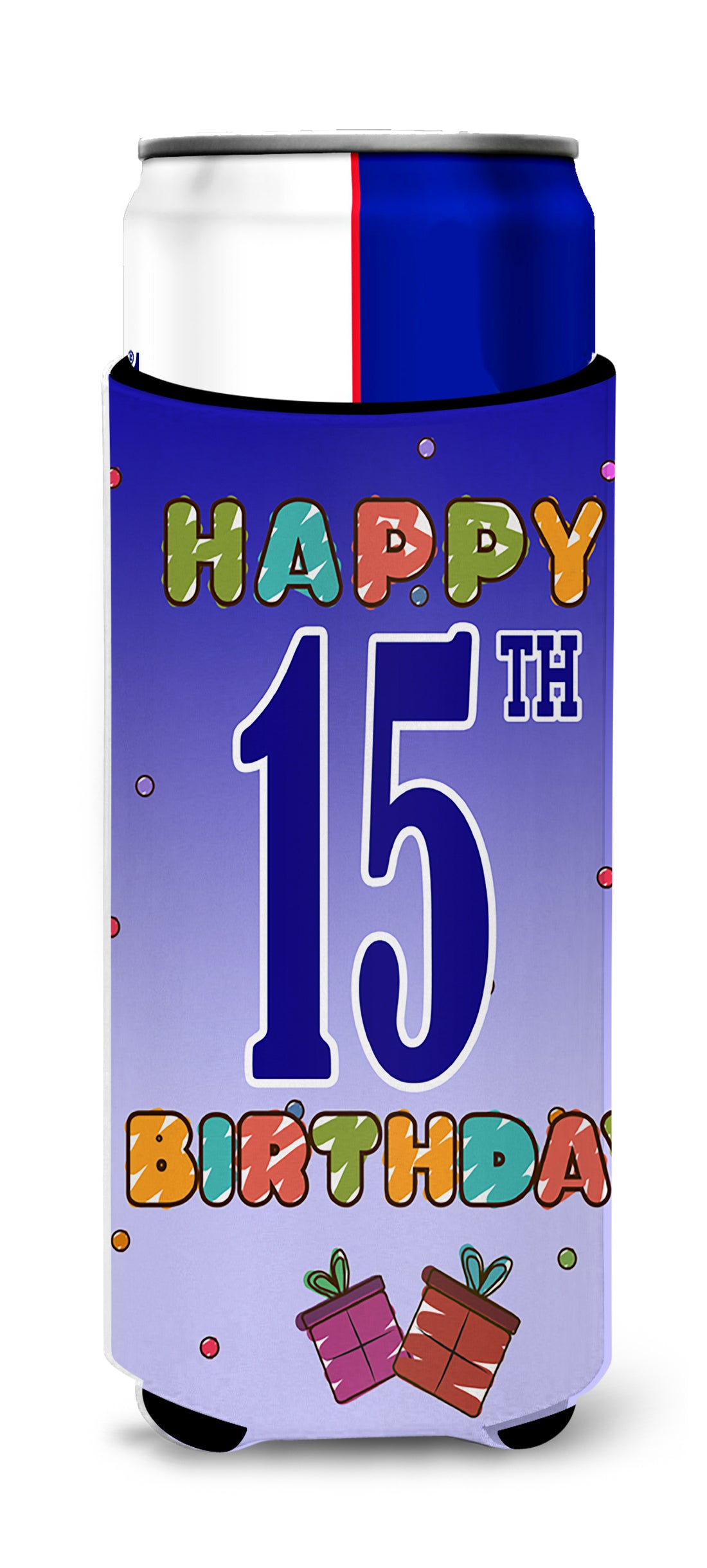 Happy 15th Birthday Ultra Beverage Insulators for slim cans CJ1106MUK  the-store.com.