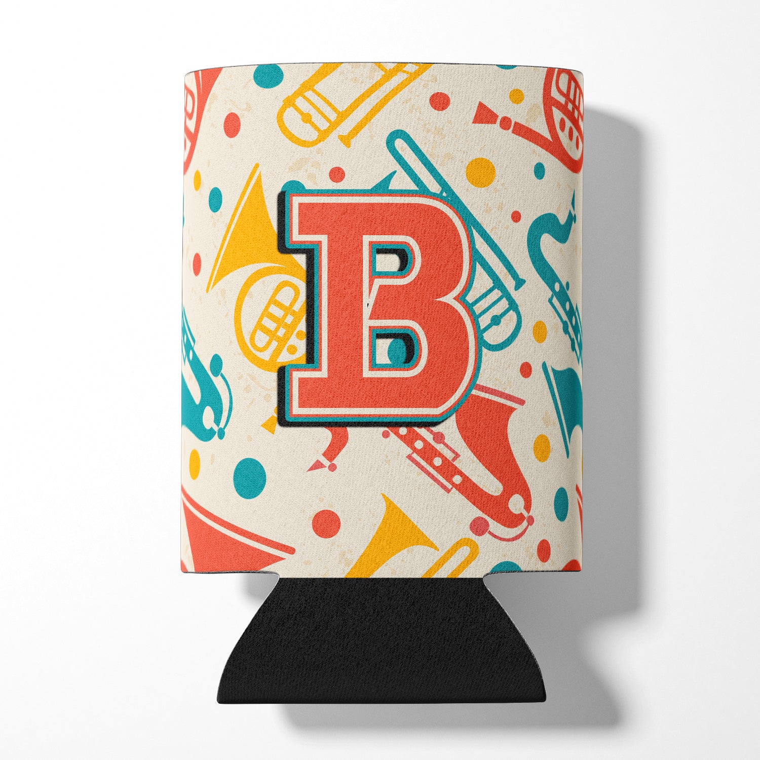 Letter B Retro Teal Orange Musical Instruments Initial Can or Bottle Hugger CJ2001-BCC.