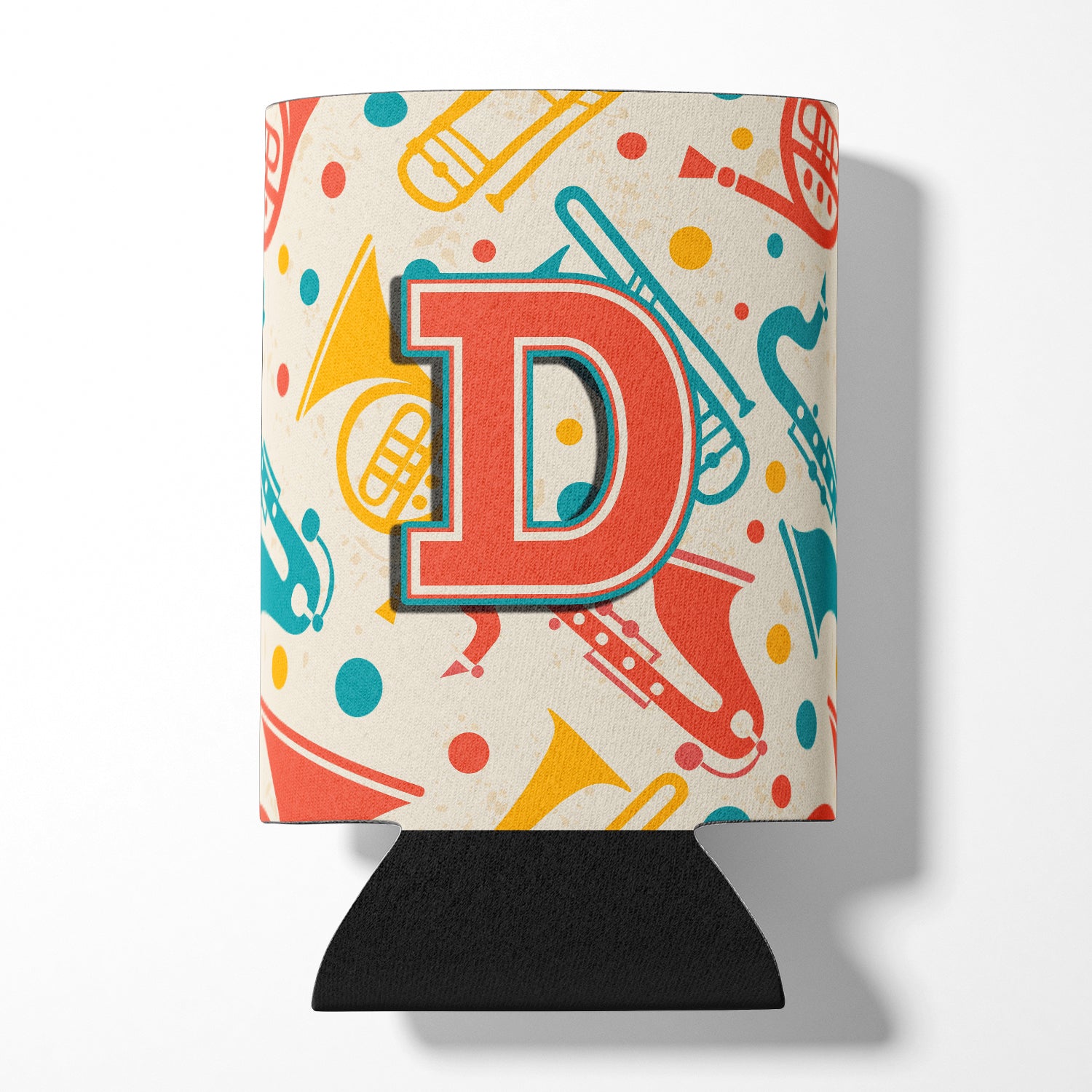 Letter D Retro Teal Orange Musical Instruments Initial Can or Bottle Hugger CJ2001-DCC.