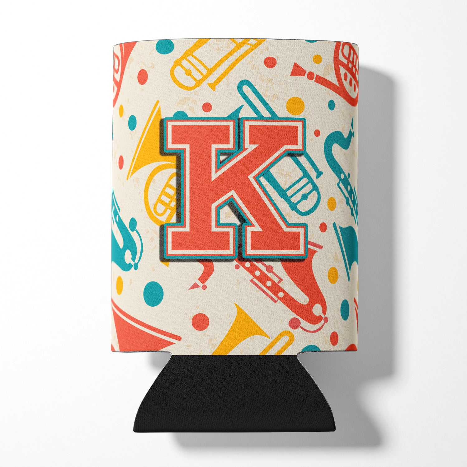 Letter K Retro Teal Orange Musical Instruments Initial Can or Bottle Hugger CJ2001-KCC.