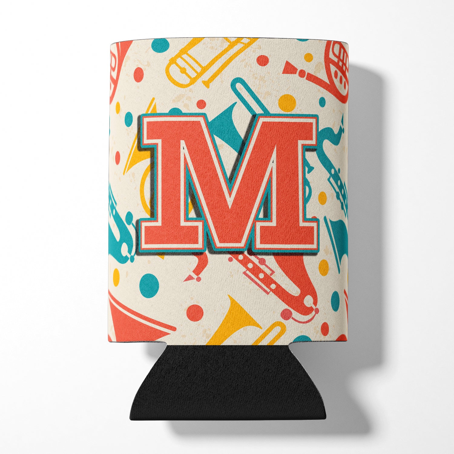 Letter M Retro Teal Orange Musical Instruments Initial Can or Bottle Hugger CJ2001-MCC.