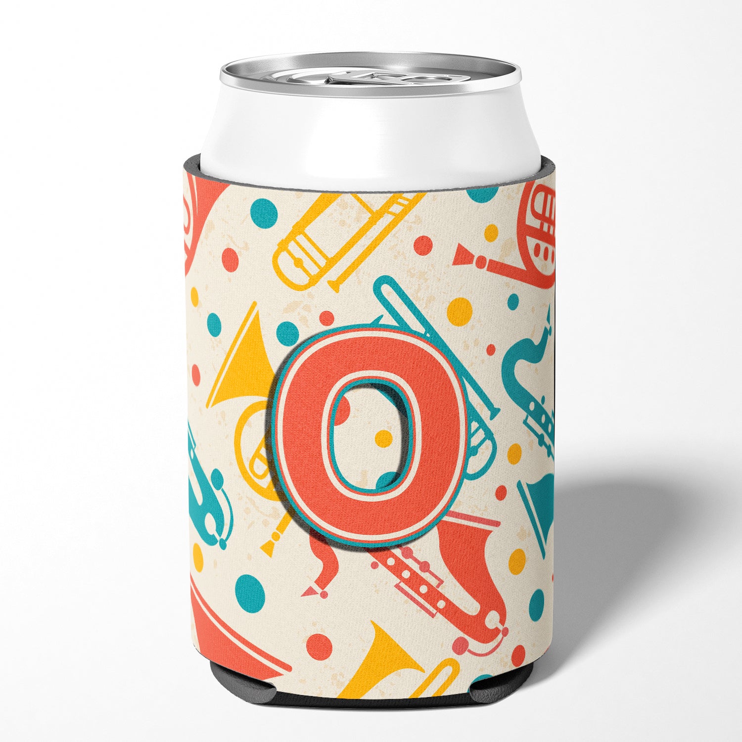 Letter O Retro Teal Orange Musical Instruments Initial Can or Bottle Hugger CJ2001-OCC.